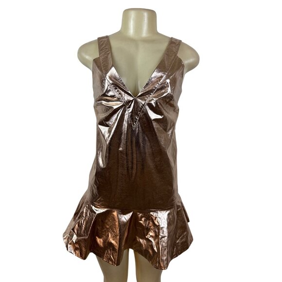 Mare Mare x Anthropologie Metallic Bronze Mini Dress With Flared Hem Sz XXS - Picture 1 of 9